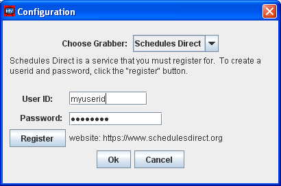 MyTelly Configuration Dialog